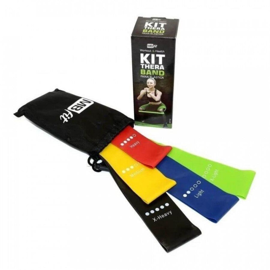 Kit MBFit: Mini Bands Funcional Faixa Elástica Thera Band - 5 Intensidades