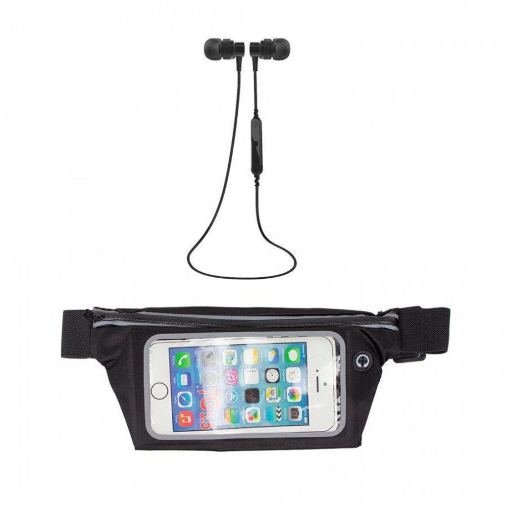 Kit Pochete Kimaster Esportiva Fitness 5,5 + Fone De Ouvido Bluetooth 4.1 Microfone Embutido - Foto 1