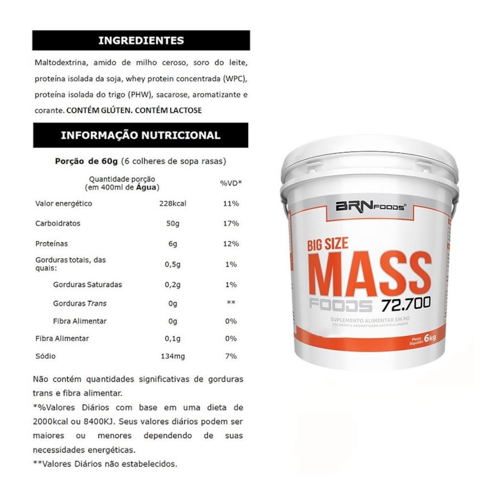 Imagem 3 do produto Kit 2x Iso Protein BodyBuilders - Morango - 2kg + Creatina - 300g  + Big Size Mass Foods BRN Foods - Morango 6kg