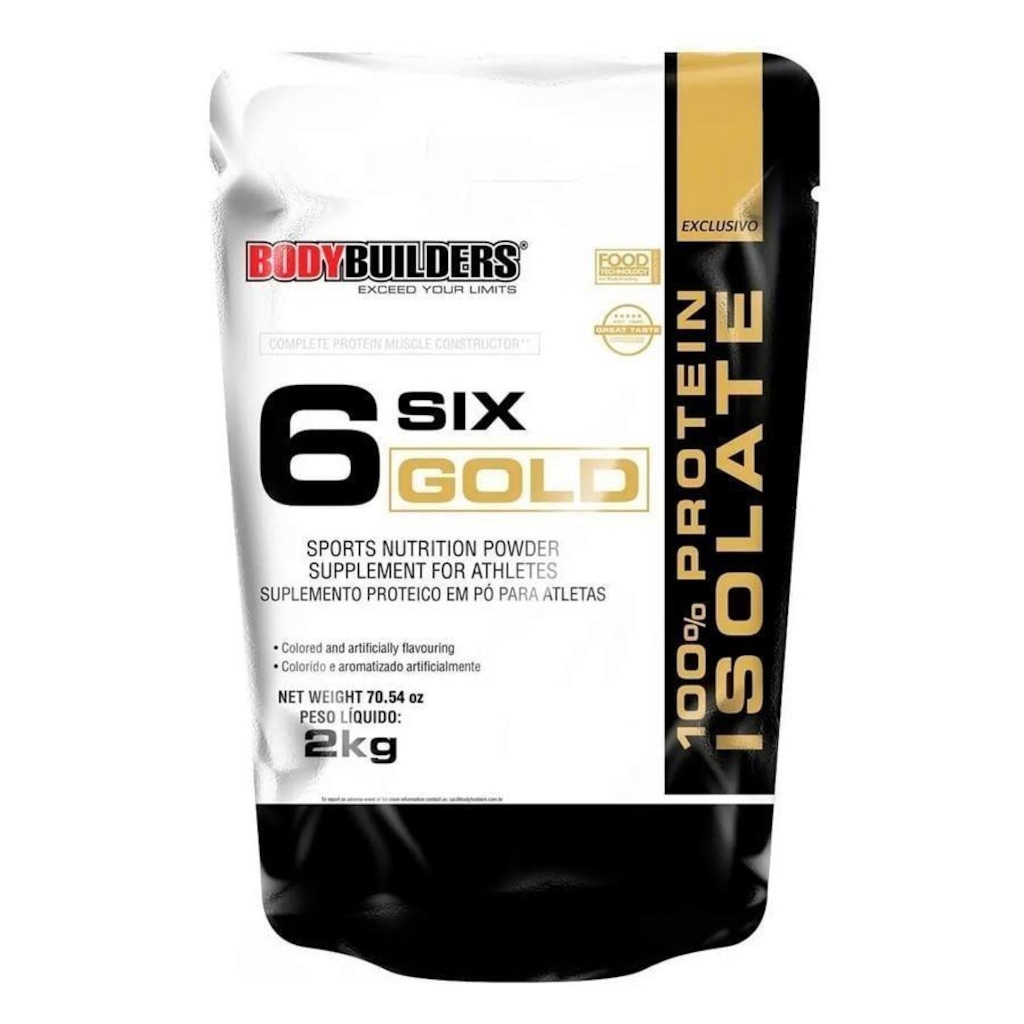 Whey Protein Isolado Bodybuilders Chocolate 6 Six Gold Isolate - 2kg
