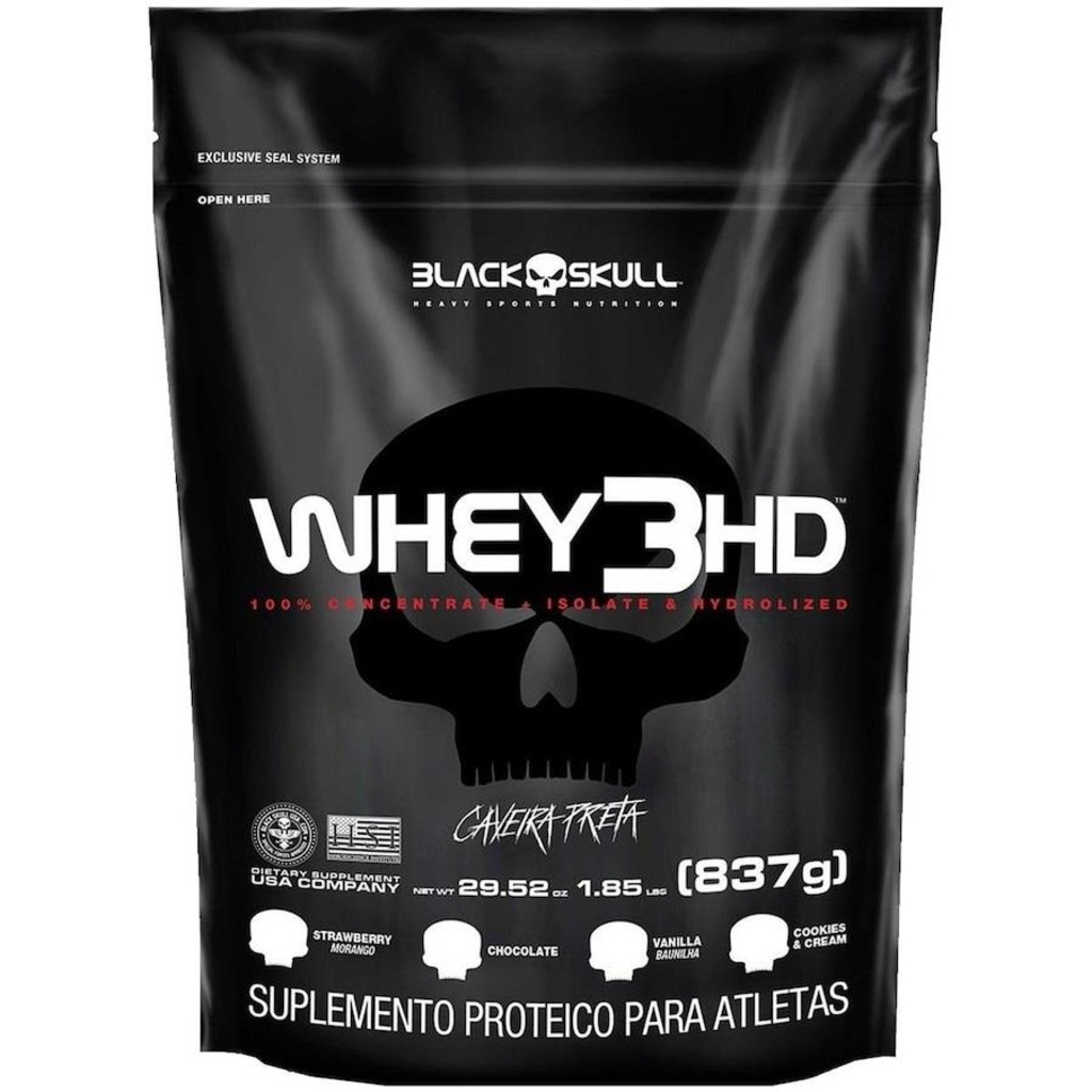 Whey 3 HD Black Skull Chocolate Refil - 837g - Foto 1