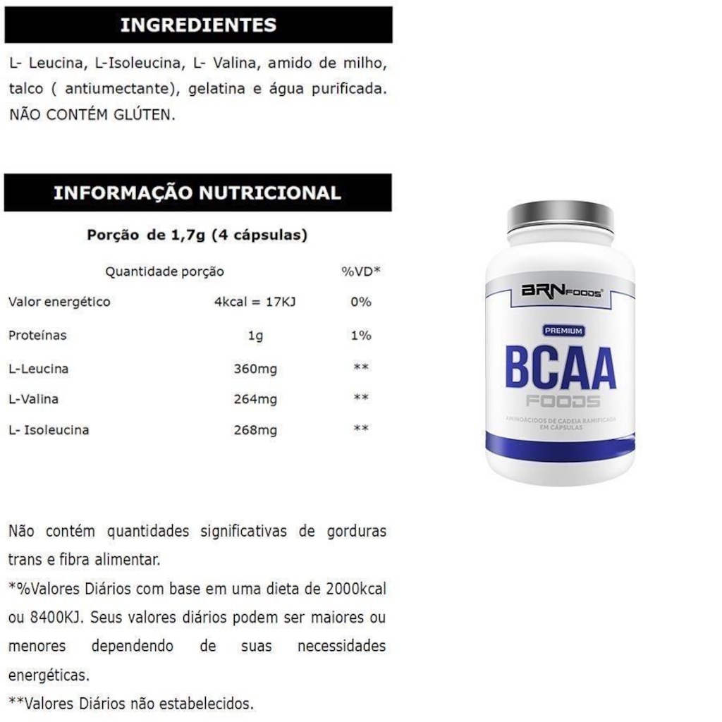 Imagem 3 do produto Kit Iso Protein Chocolate 2kg + Premium BCAA 120 cap + Creatina 100g - BRN Foods