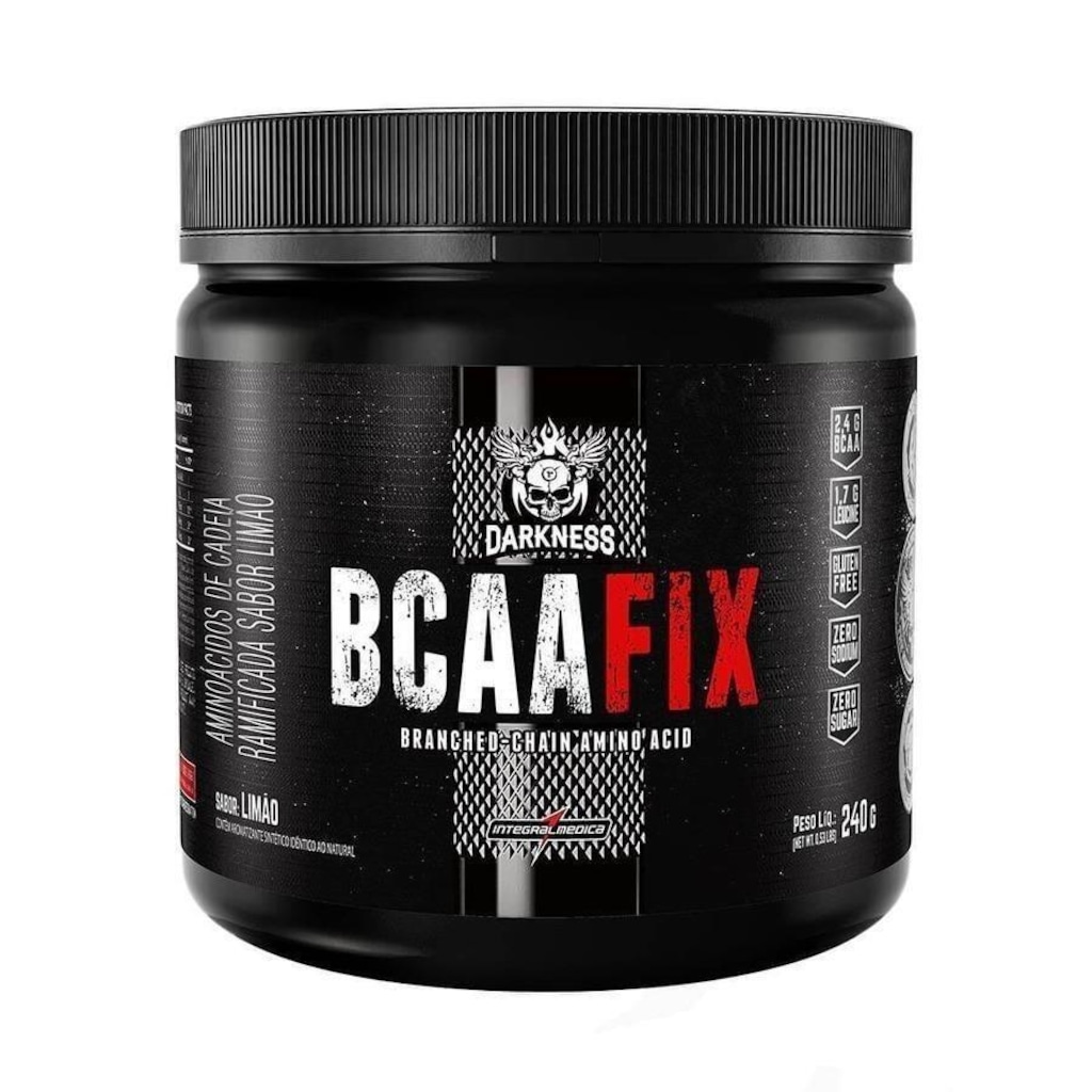 BCAA Integralmedica Fix em Pó Darkness (240g) - Limão - 240g - Foto 1