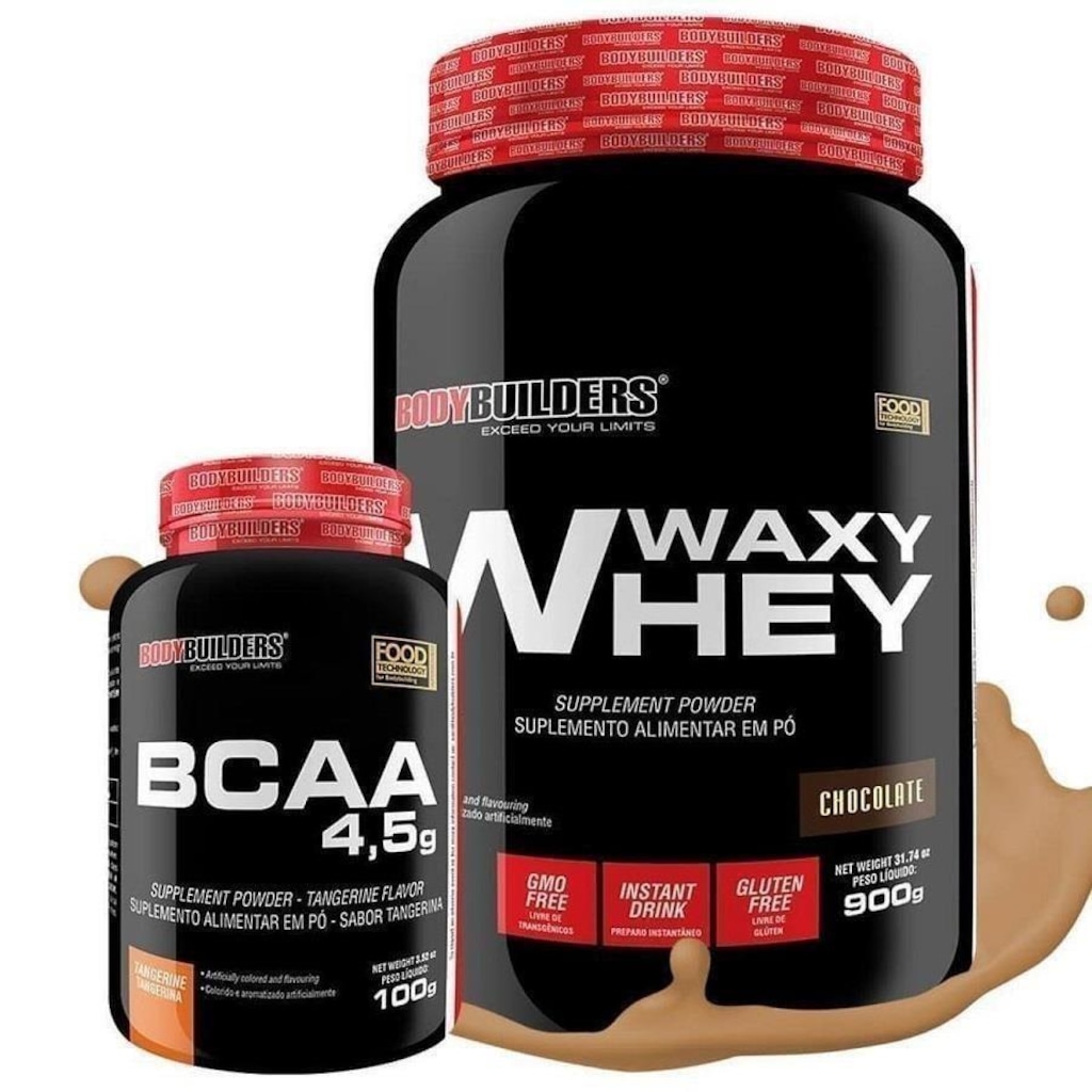 Kit Bodybuilders Whey Protein Chocolate - 900g + BCAA - 100g