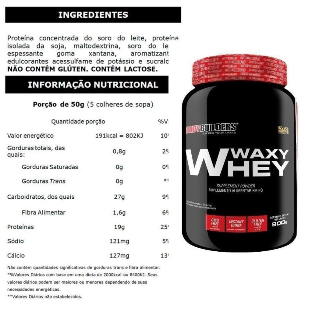 Imagem 2 do produto Kit Bodybuilders Whey Protein Baunilha - 900g + BCAA 4,5g - 100g