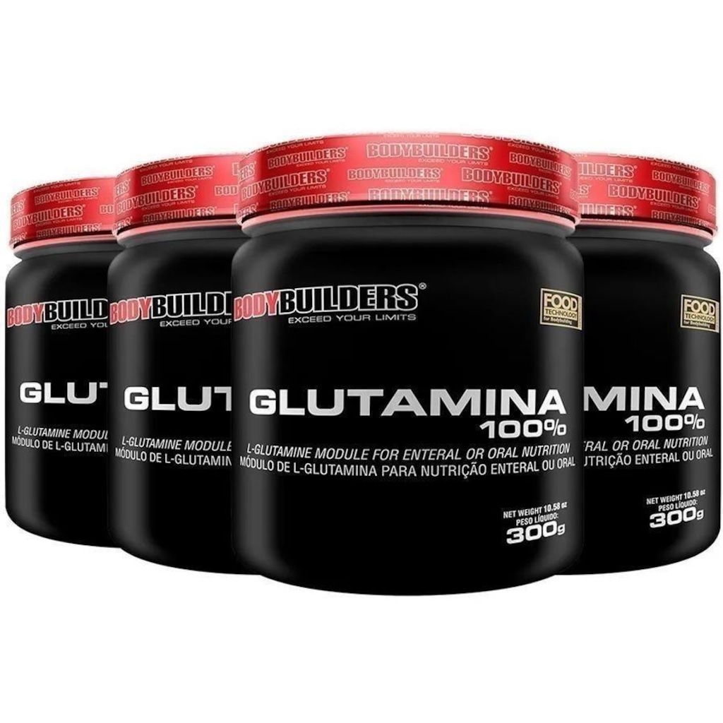 Kit Glutamina 100% Bodybuilders - 4 potes - 300g