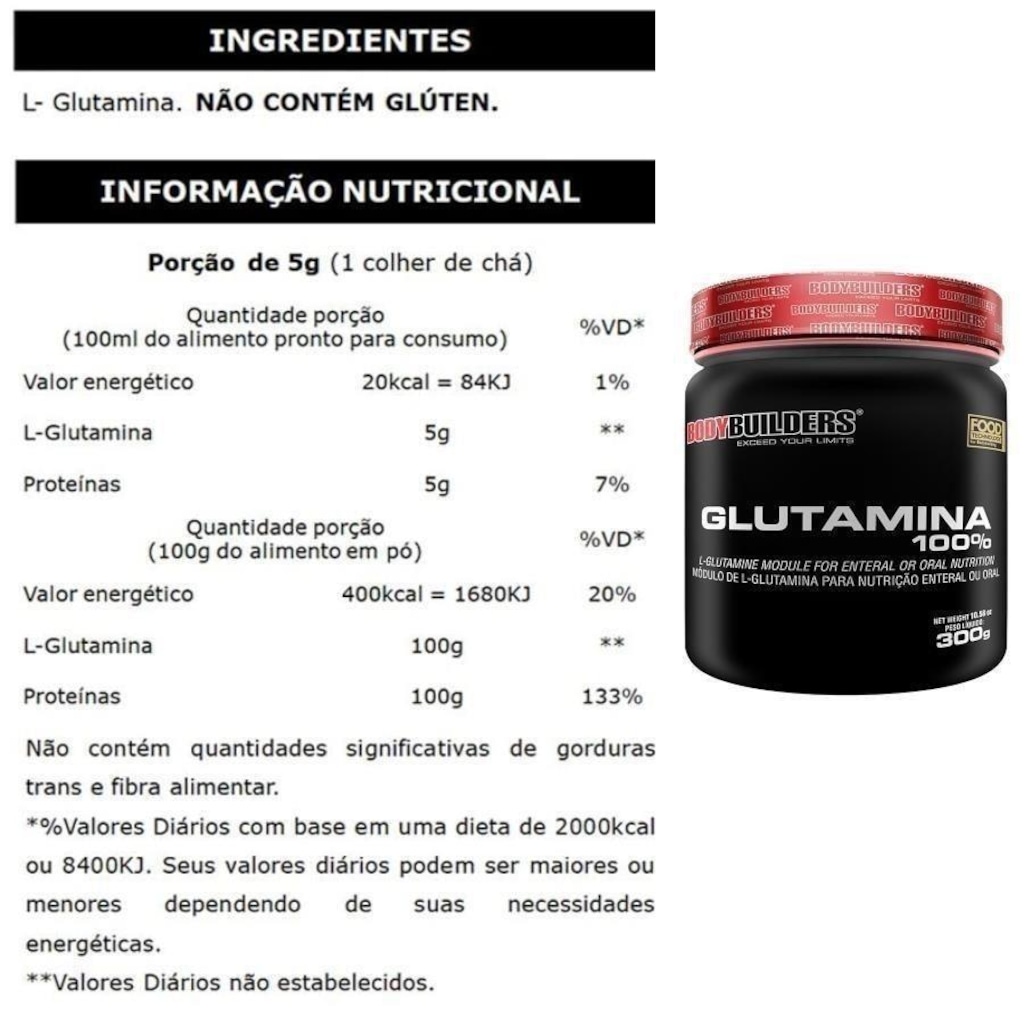 Imagem 2 do produto Kit Bodybuilders Glutamina - 300g + Colágeno Bio Collagen II - 200g