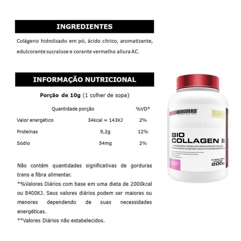 Imagem 3 do produto Kit Bodybuilders Glutamina - 300g + Colágeno Bio Collagen II - 200g