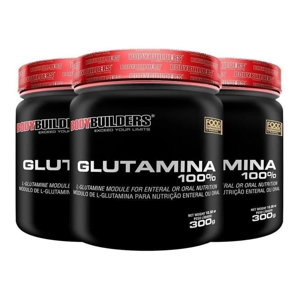Kit Glutamina 100% Bodybuilders - 3 potes - 300g