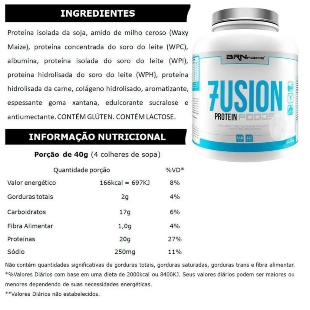 Imagem 2 do produto Kit Whey Protein 2kg Chocolate + BCAA 100g + Creatina 100g - BRN Foods