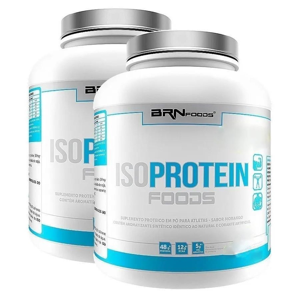 Kit 2x Whey Protein Isolado 2kg Chocolate e Morango - BRN Foods