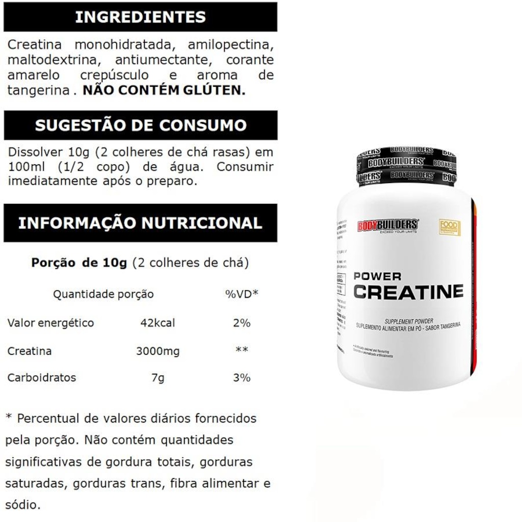 Imagem 3 do produto Kit Whey Protein Bodybuilders Chocolate -  2kg + BCAA 100g + Creatina 100g + Coqueteleira