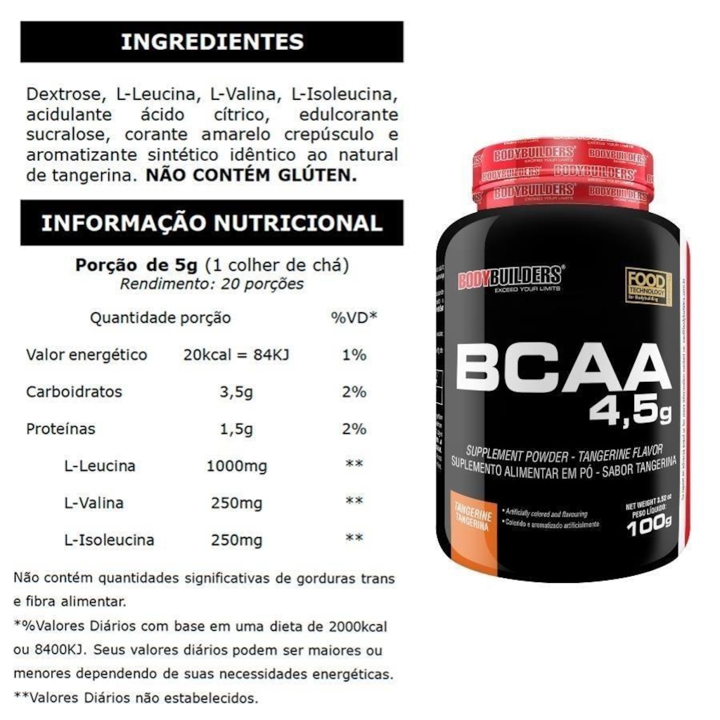 Imagem 3 do produto Kit 2x Whey Protein 900g Chocolate + BCAA 100g + Creatina 100g + Fuel Shaker - Bodybuilders