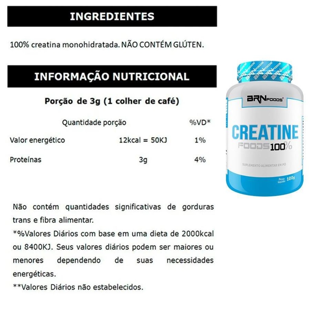 Imagem 4 do produto Kit BRN Foods 2x Whey Protein Fusion 900g Chocolate + 2x BCAA + 2x Creatina + 2x Glutamina + Shaker