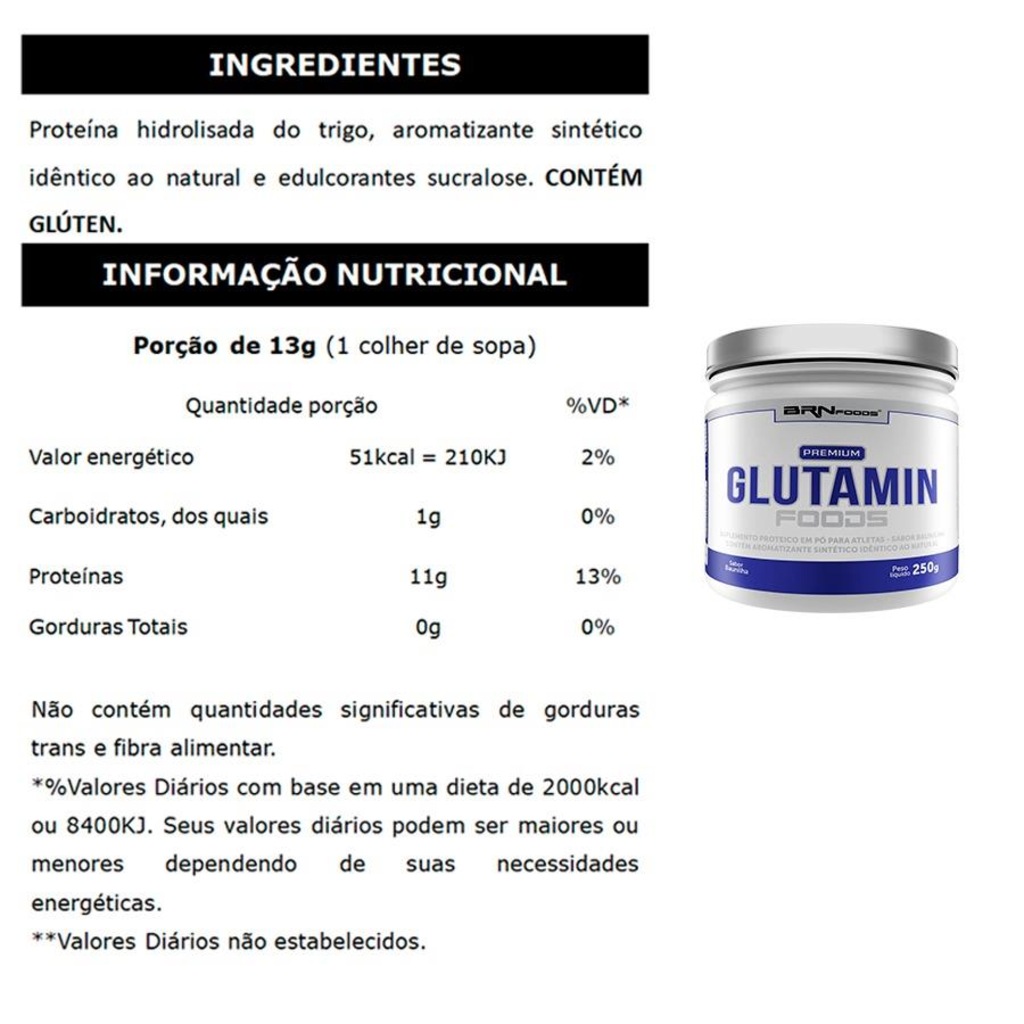 Imagem 4 do produto Kit BRN Foods 2x Whey Protein 900g Chocolate + 2x BCAA + 1x Glutamina + Coqueteleira