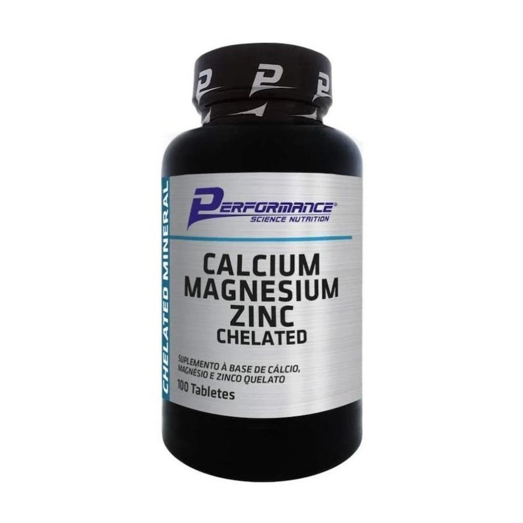Calcium Magnesium Zinc Chelated Performance Nutrition - 100 Tabletes - Foto 1
