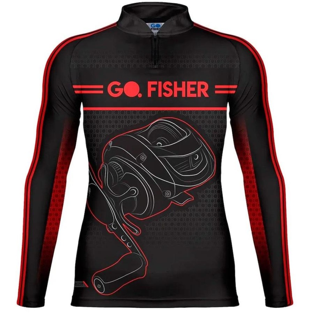 Camiseta Manga Longa de Pesca Go Fisher Action UV Carretilha GF10 - Masculina - Foto 1