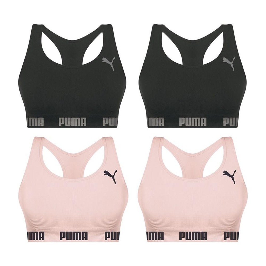 Imagem 1 do produto Kit Top Fitness Puma Nadador sem Costura - Feminino - 4 unidades