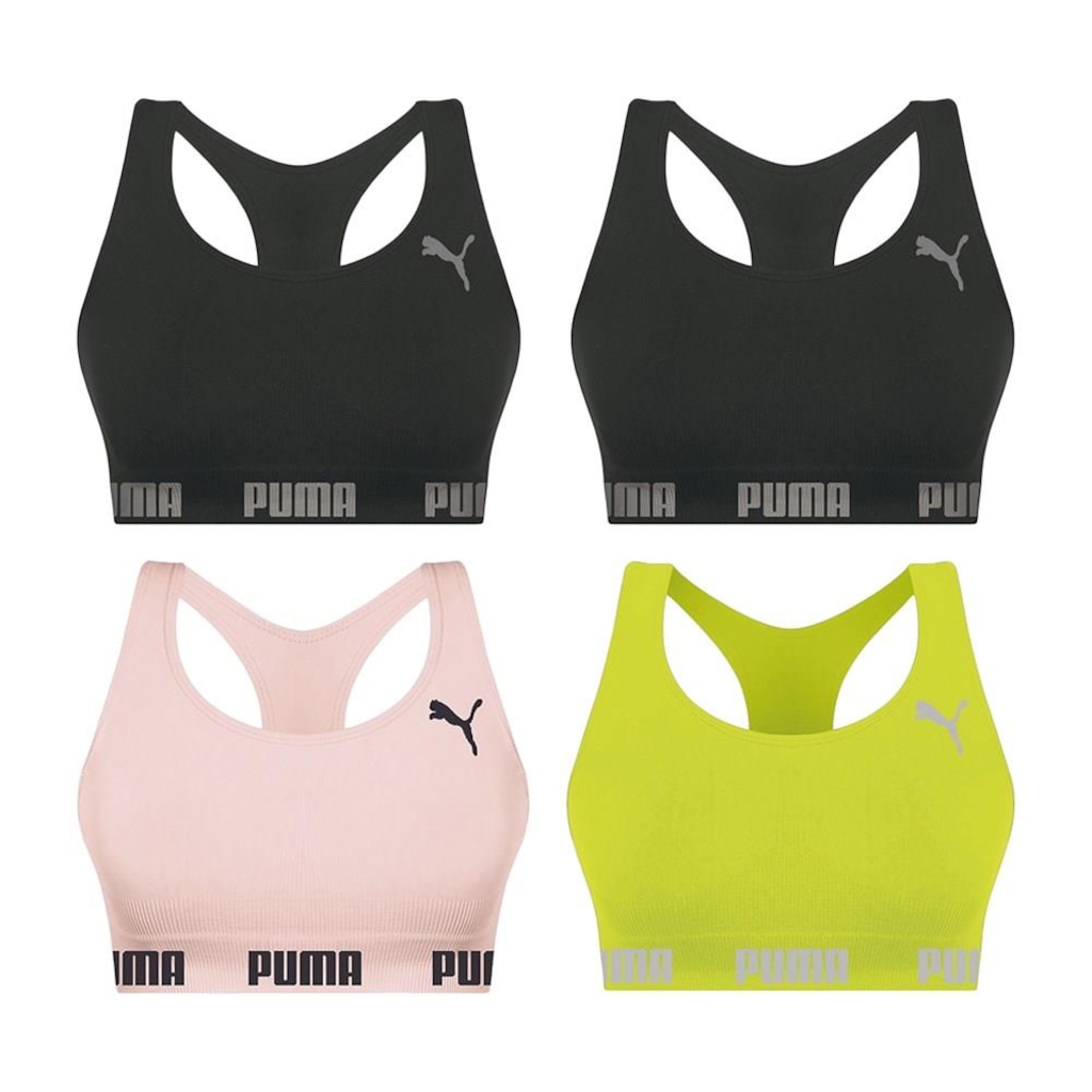 Imagem 1 do produto Kit Top Fitness Puma Nadador sem Costura - Feminino - 4 unidades