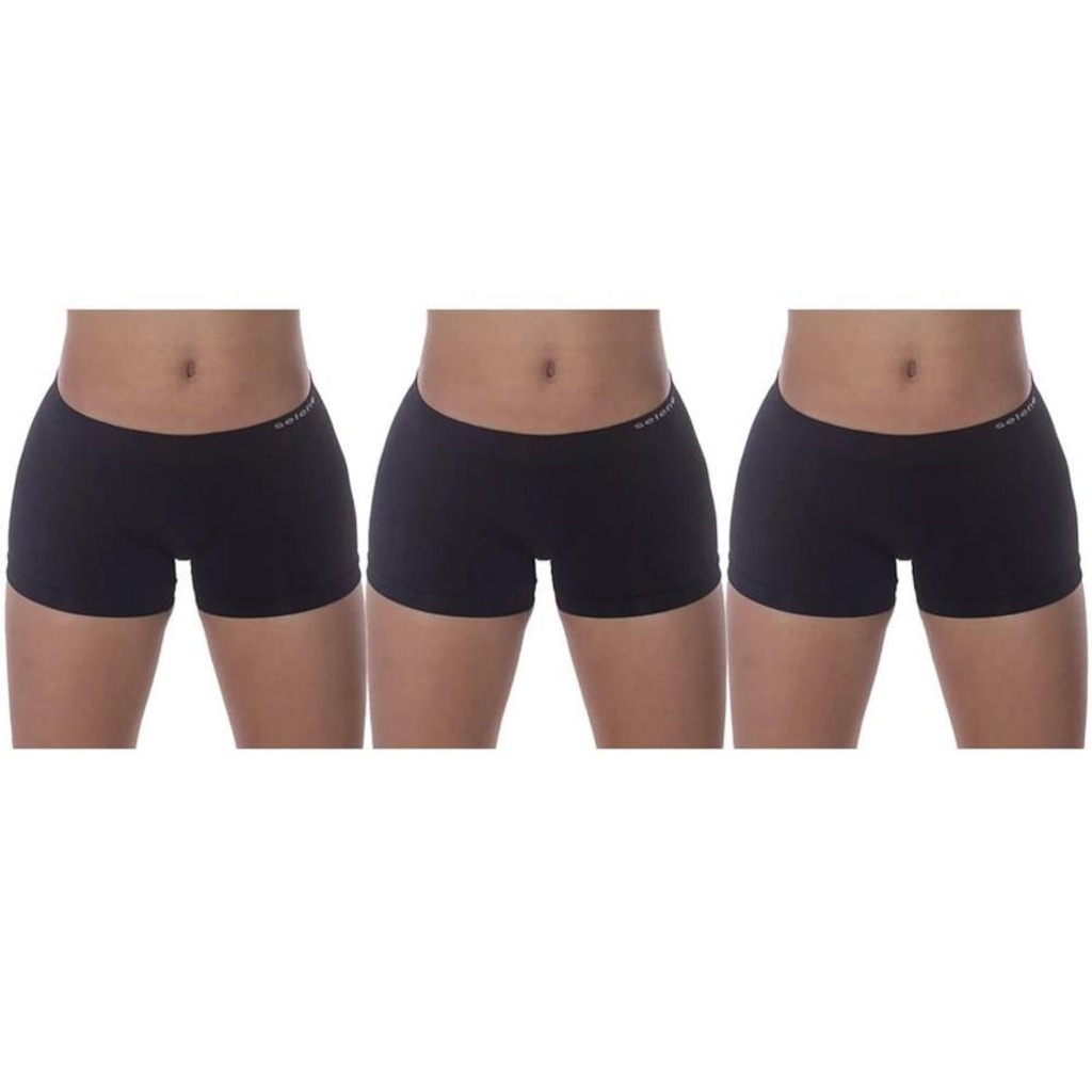 Kit Calcinhas Boxer Selene sem Costura - 3 unidades - Feminina