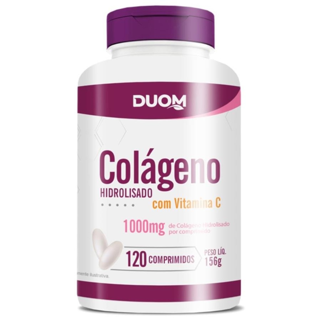 Colágeno Hidrolisado com Vitamina C Duom 1000mg - 120 Comprimidos - Foto 1