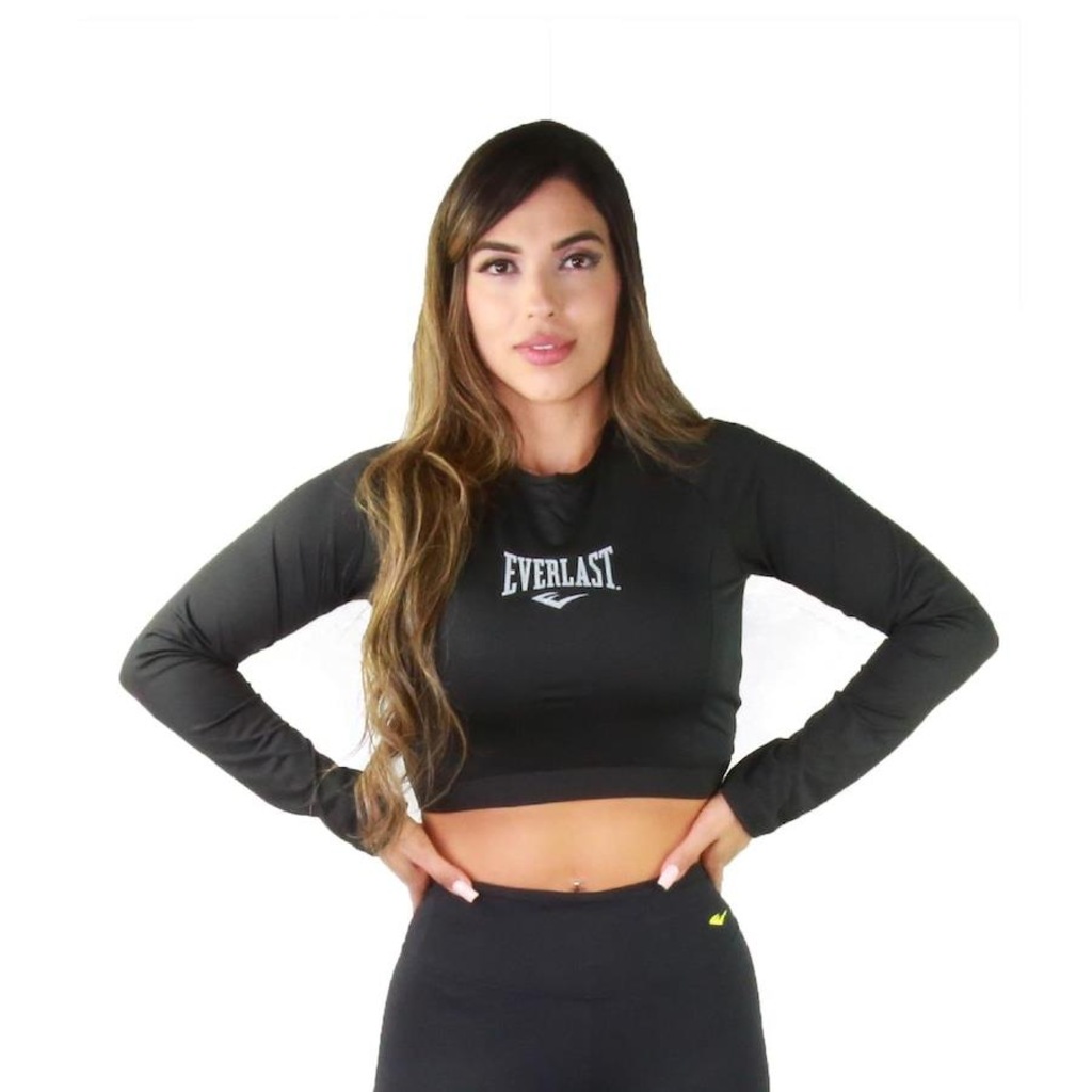 Blusa Cropped Manga Longa Everlast 100 Anos CEWA21 - Feminino - Foto 1