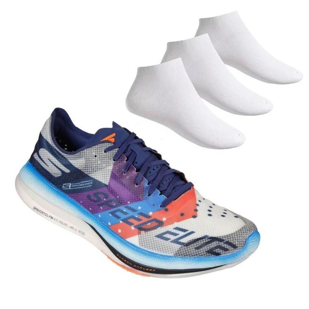 Kit Tênis Skechers Go Run Speed Elite Masculino + 3 Pares de Meias - Foto 1