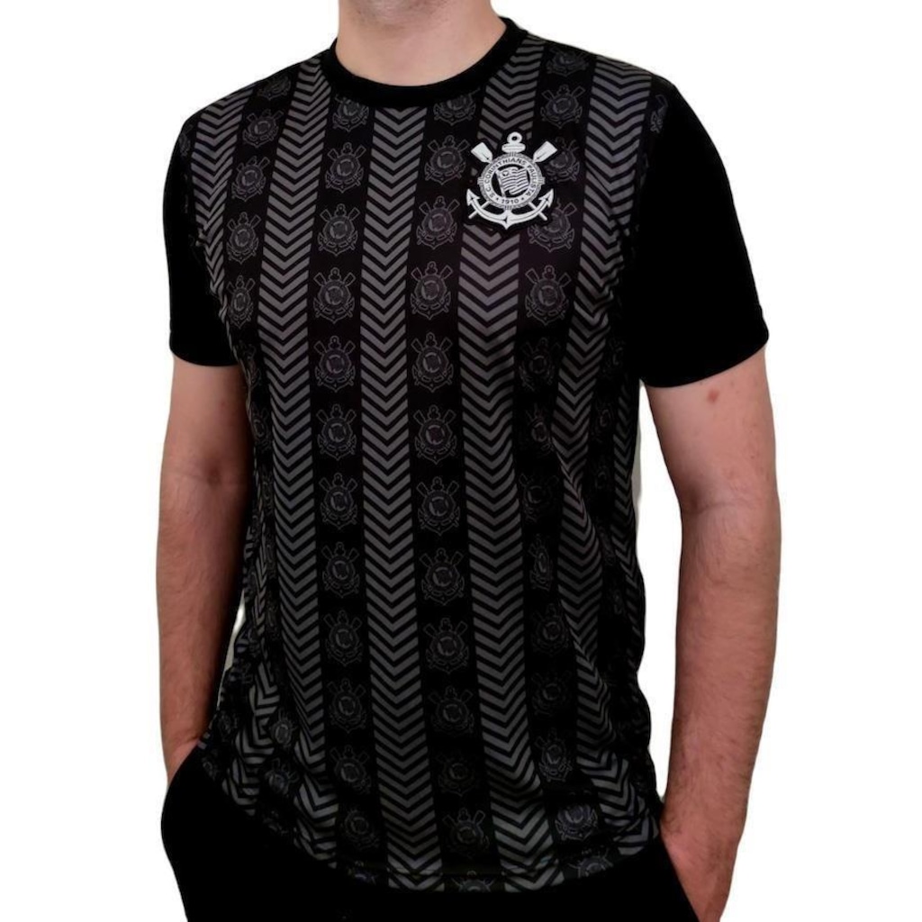 Camiseta Corinthians Oficial SPR Silver Logo - Masculina - Foto 1
