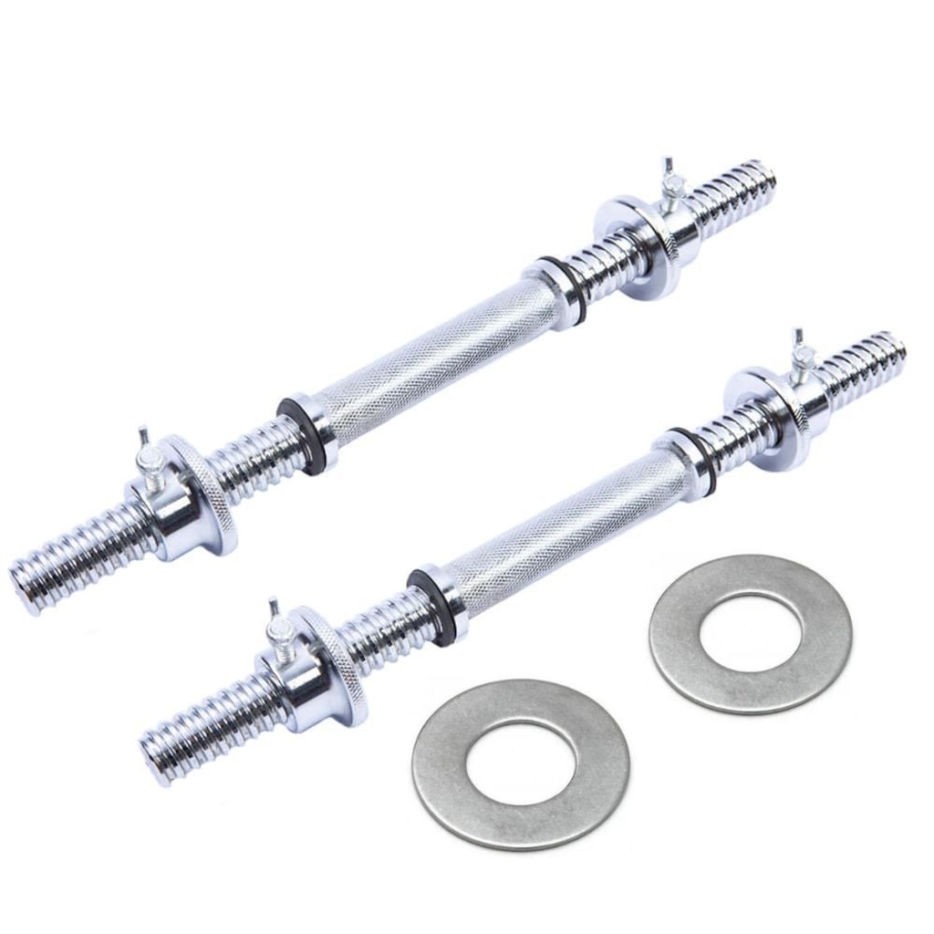 Barra Halter Maciça Yangfit Recartilhada com Rosca - 40cm - Par