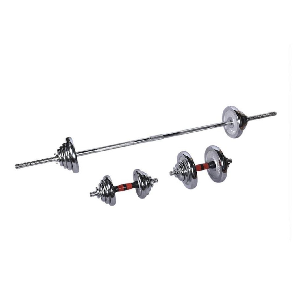 Kit Dumbbell + Barra Halter + Barra com 50kg Cromado - Foto 1