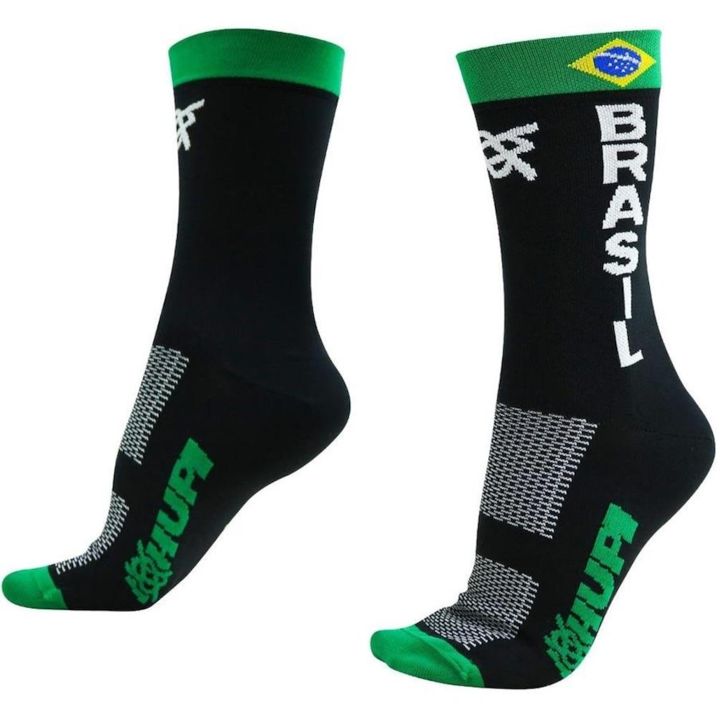 Meias Cano Médio Hupi Brasil Flag - 36 a 42 - Adulto