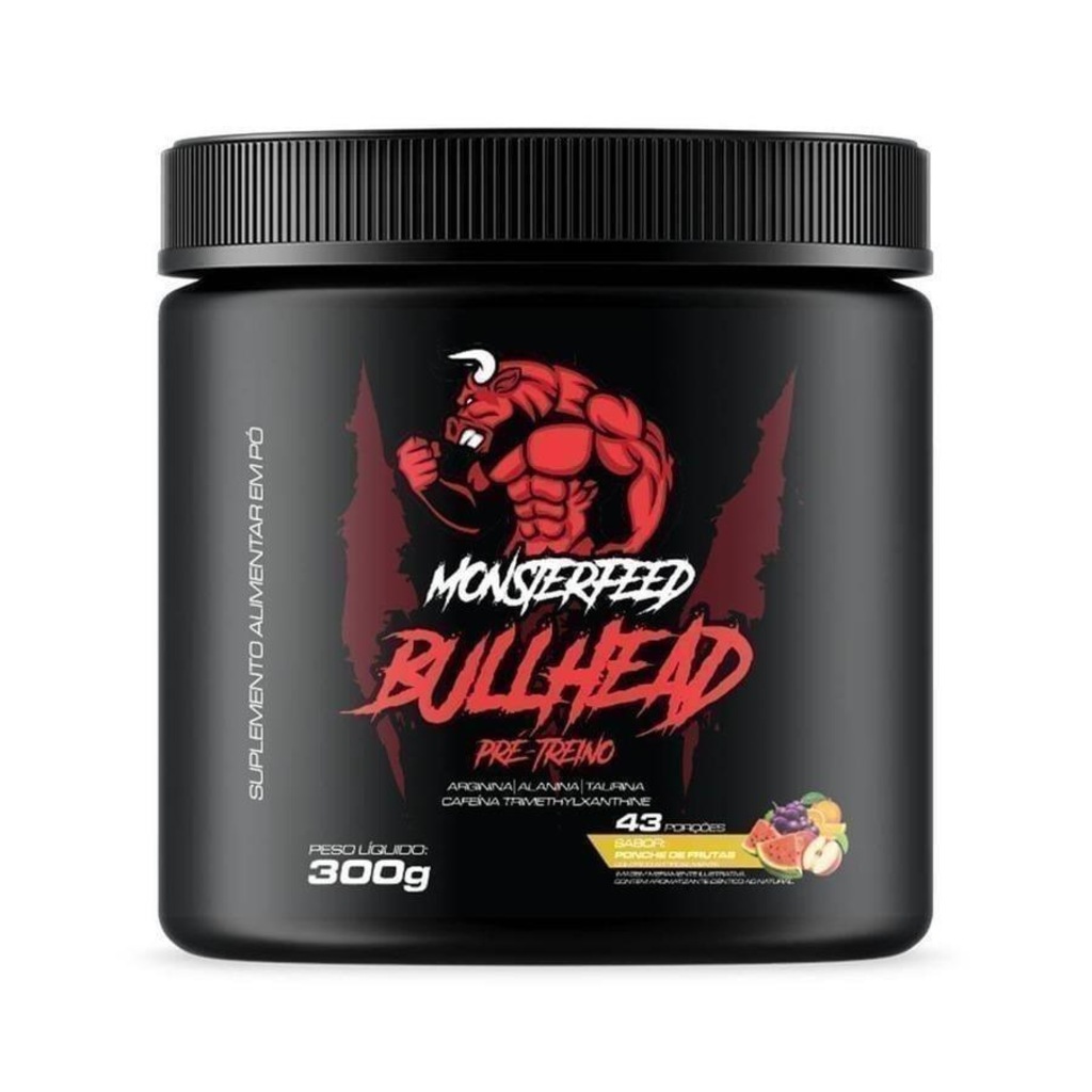Bullhead Pré Treino Monsterfeed - Ponche de Frutas - 300g - Foto 1