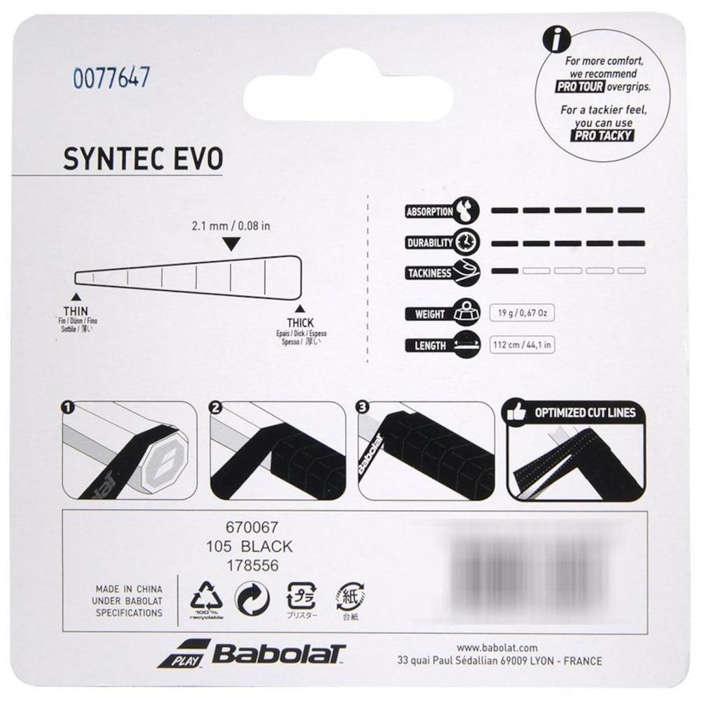 Imagem 4 do produto Cushion Grip Babolat Syntec Evo Comfort