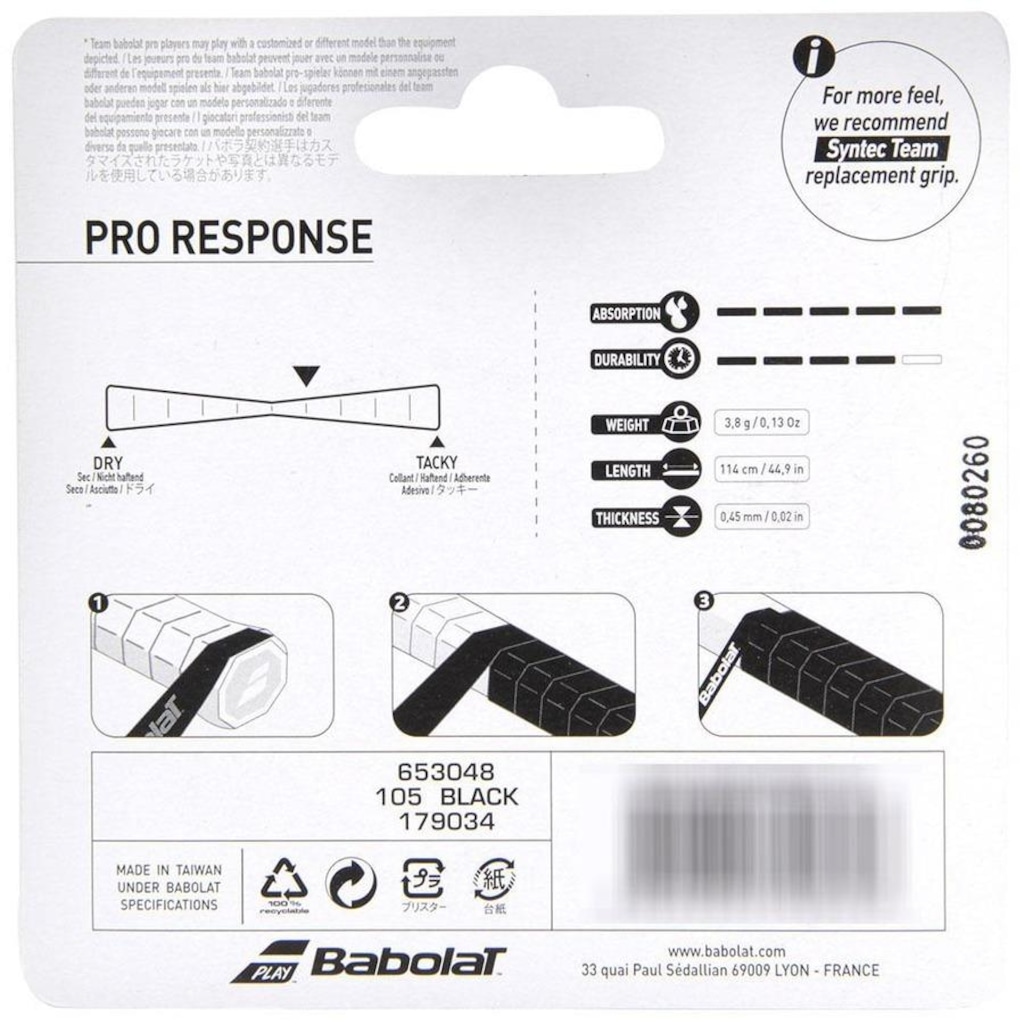 Imagem 4 do produto Overgrip Babolat Pro Response X3 Preto