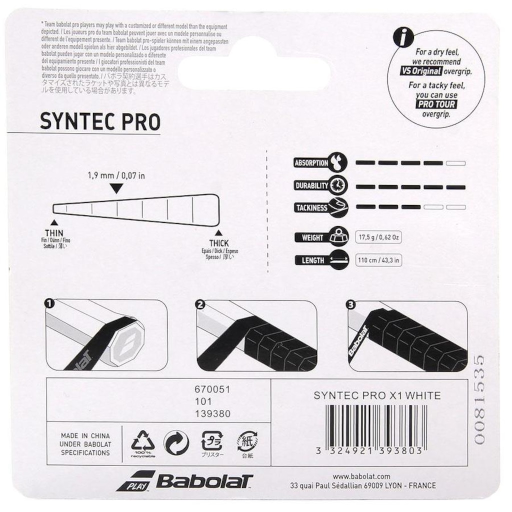 Imagem 4 do produto Cushion Grip Babolat Syntec Pro Feel