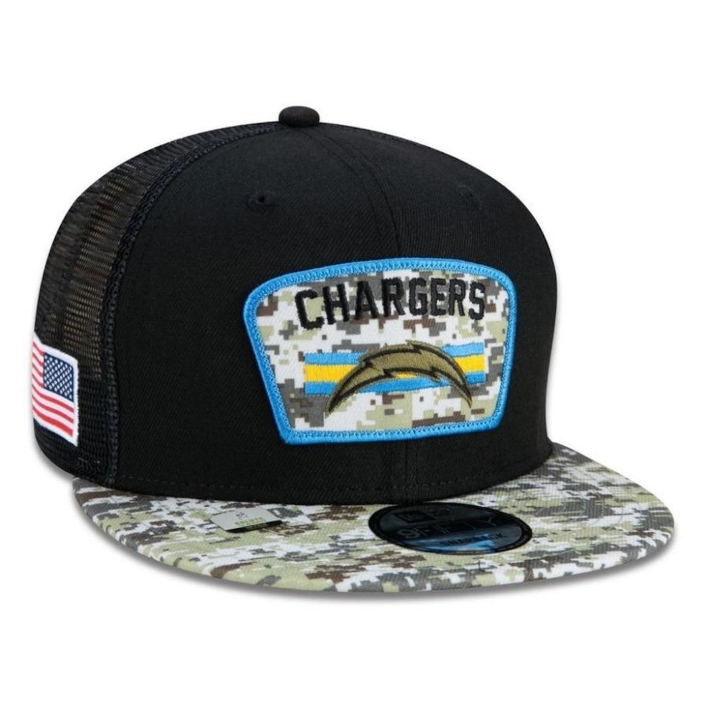 Imagem 4 do produto Boné Aba Reta New Era Los Angeles Chargers 950 NFL 21 Salute Service - Snapback - Adulto