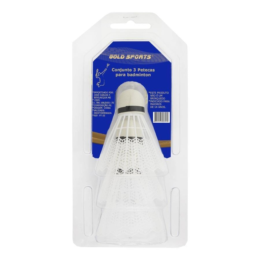 Imagem 2 do produto Peteca de Badminton Gold Sports Blister - 3 unidades