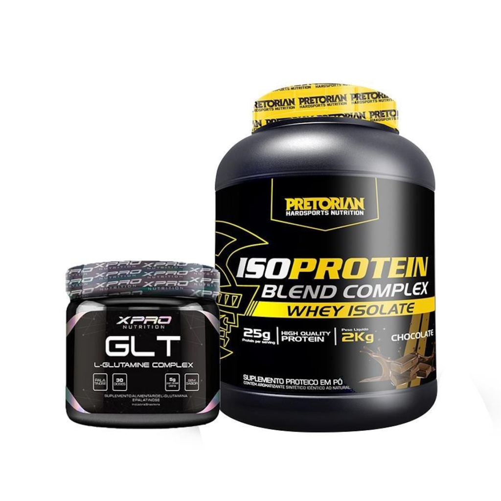Kit Whey Iso Protein Blend Complex Pretorian - Chocolate - 2kg + Glutamina Complex Xpro Nutrition - 150g - Foto 1