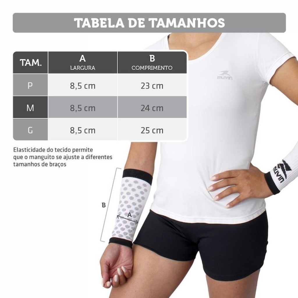 Kit de Manguito Curto Elite Muvin para Voleibol com 2 Pares - Adulto - Foto 3