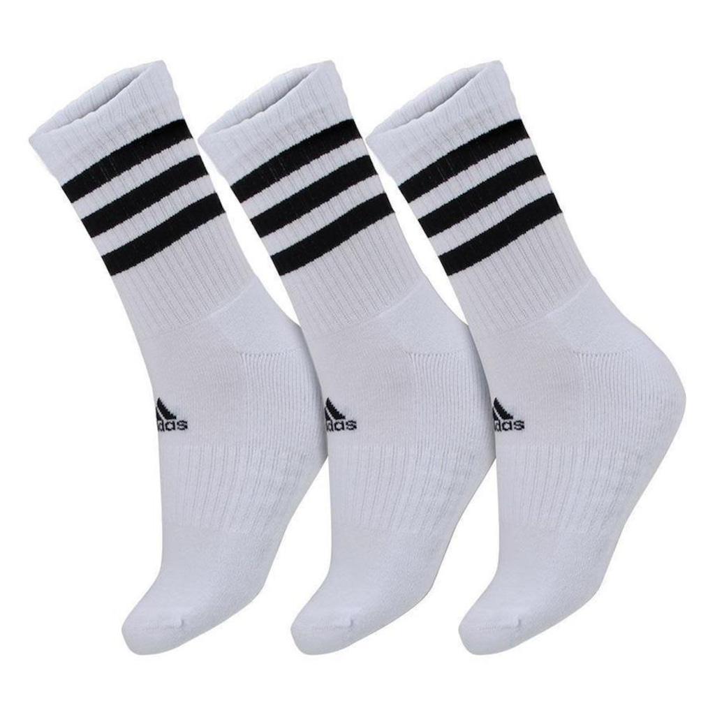 Kit Meia adidas Listras com 03 Pares - 38 a 40 - Adulto