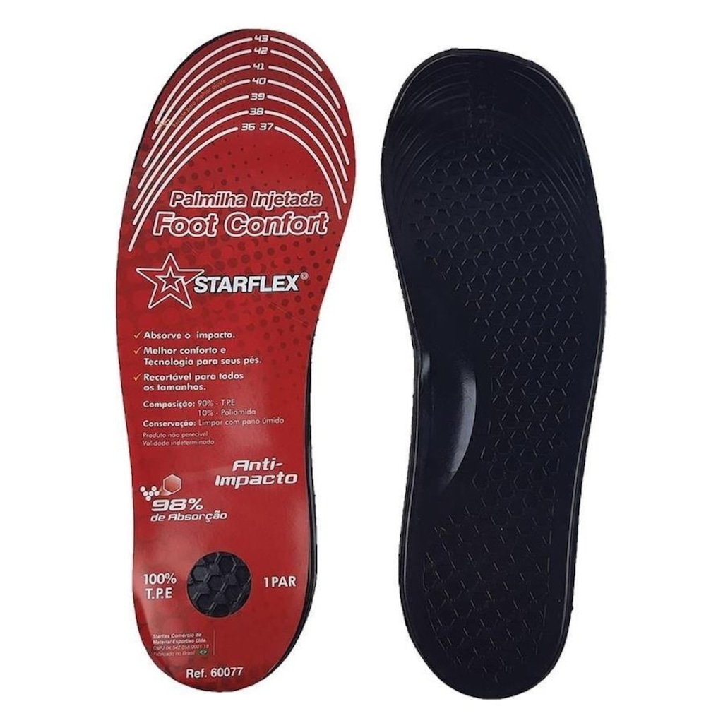 Palmilha Starflex Foot Confort Gel - 36 ao 44 - Adulto