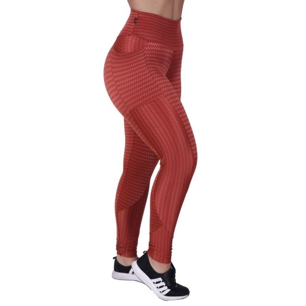 Calça Legging Orbis Fitness com Bolso Cirrê Textura Brilho - Feminina - Foto 1
