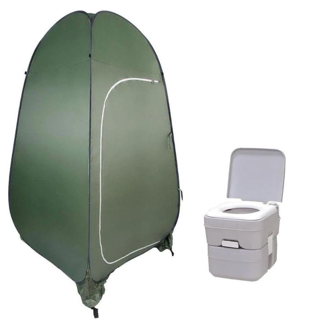 Kit Banheiro Portátil para Camping Pelegrin Mini Tenda PEL-1.90M e Vaso Sanitário PEL-VP20 - 20 Litros
