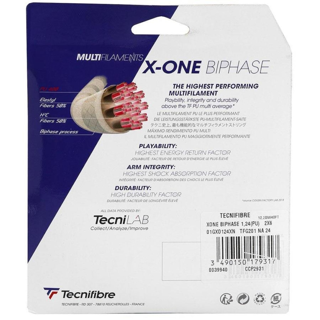 Imagem 3 do produto Corda Tecnifibre X-One Biphase 16l 1.30mm - Set Individual