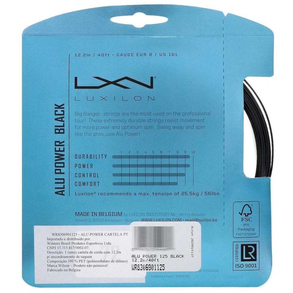 Imagem 3 do produto Corda Wilson Luxilon Alu Power 16L 1.25mm - Set Individual