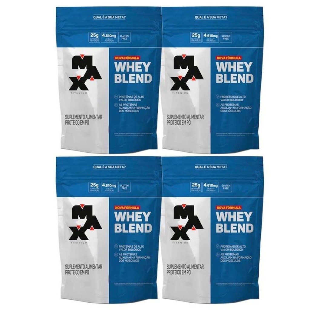 4x Whey Blend Isolado Max Titanium Concentrado - Chocolate - 900g - Foto 1
