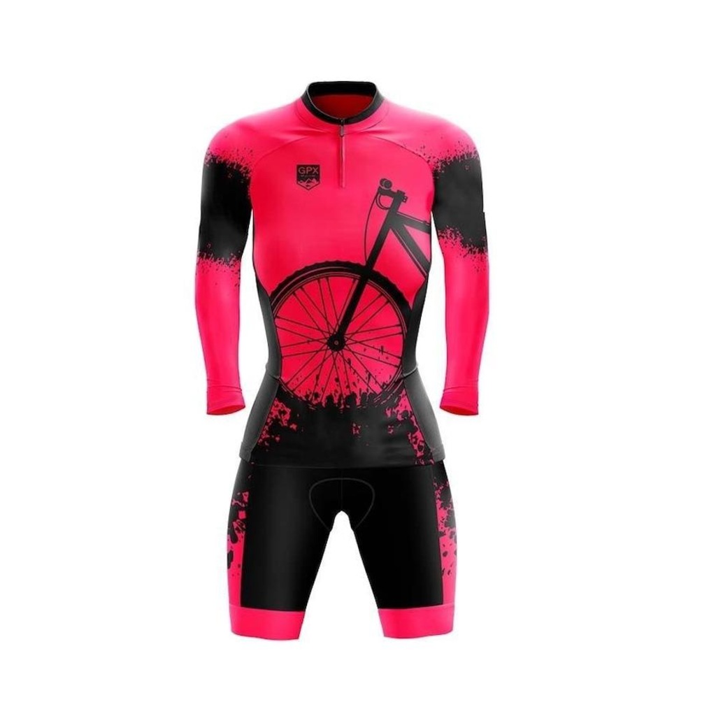Conjunto GPX de Ciclismo: Bermuda + Camisa Manga Longa Bike - Feminino - Foto 1