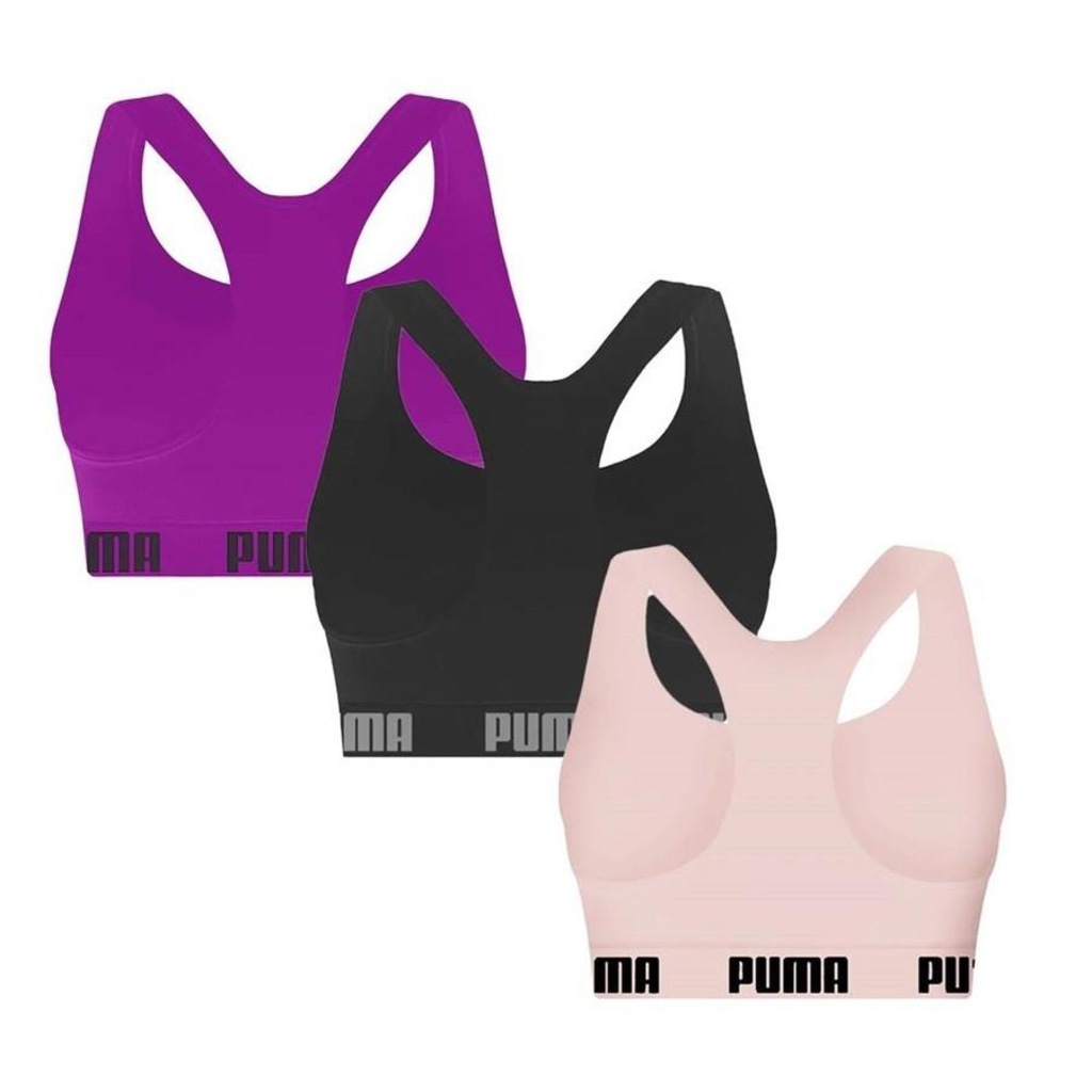 Imagem 2 do produto Kit Top Puma Nadador Sem Costura - Feminino - 3 Unidades