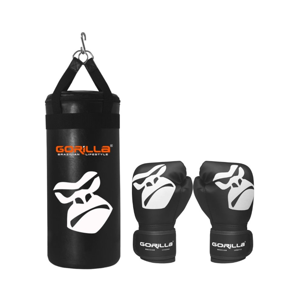 Kit Gorilla Saco De Pancada + Luva Boxe Kit Muay-Thai - Infantil