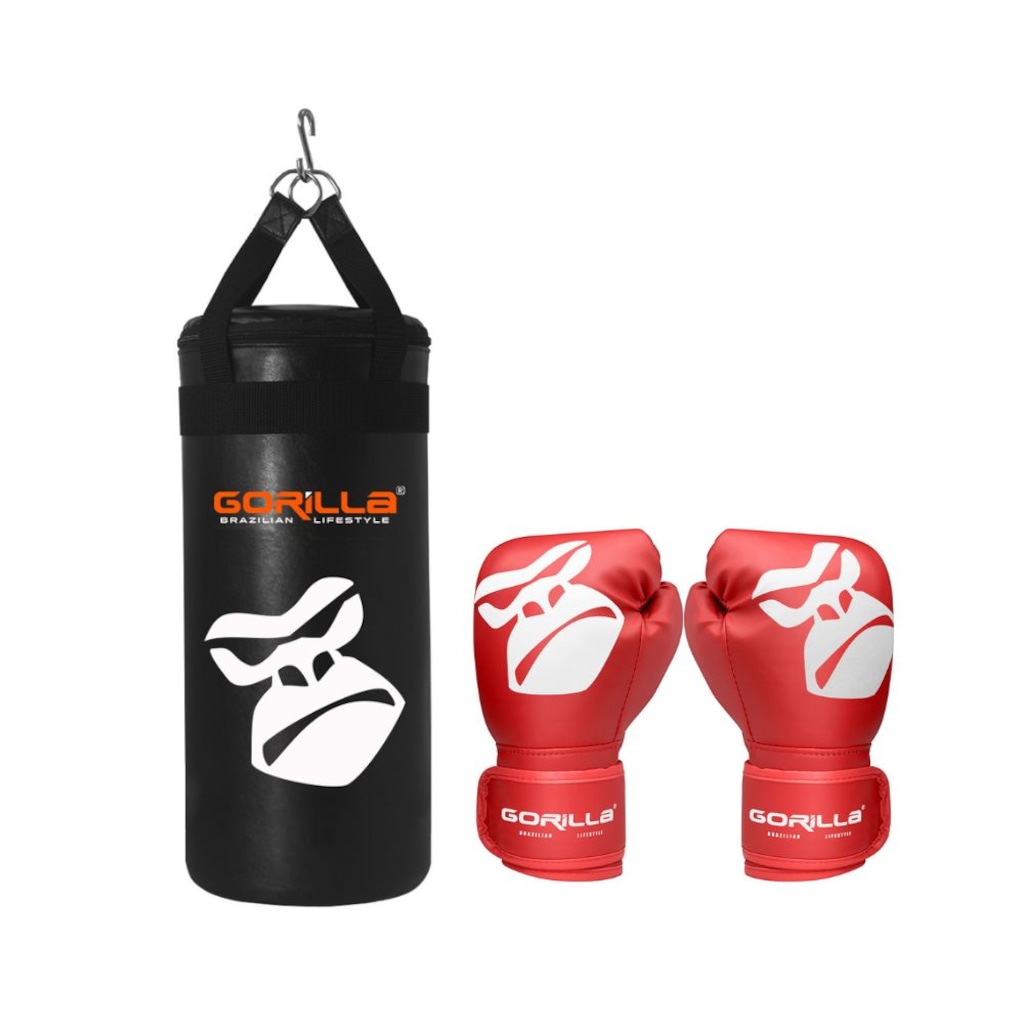 Kit Gorilla Saco De Pancada + Luva Boxe Kit Muay-Thai - Infantil